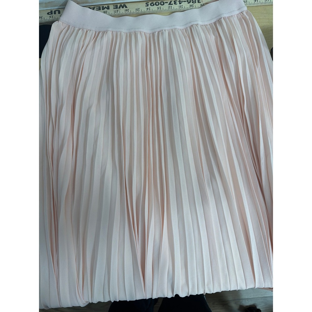 Quince Pleated Midi Skirt XL Blush Pink Accordion Chiffon Elastic Waist